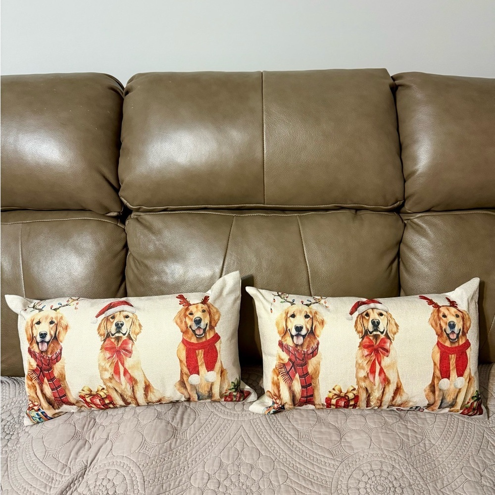 Christmas Labrador Decorations Doggy Holiday Decorative Throw Pillows